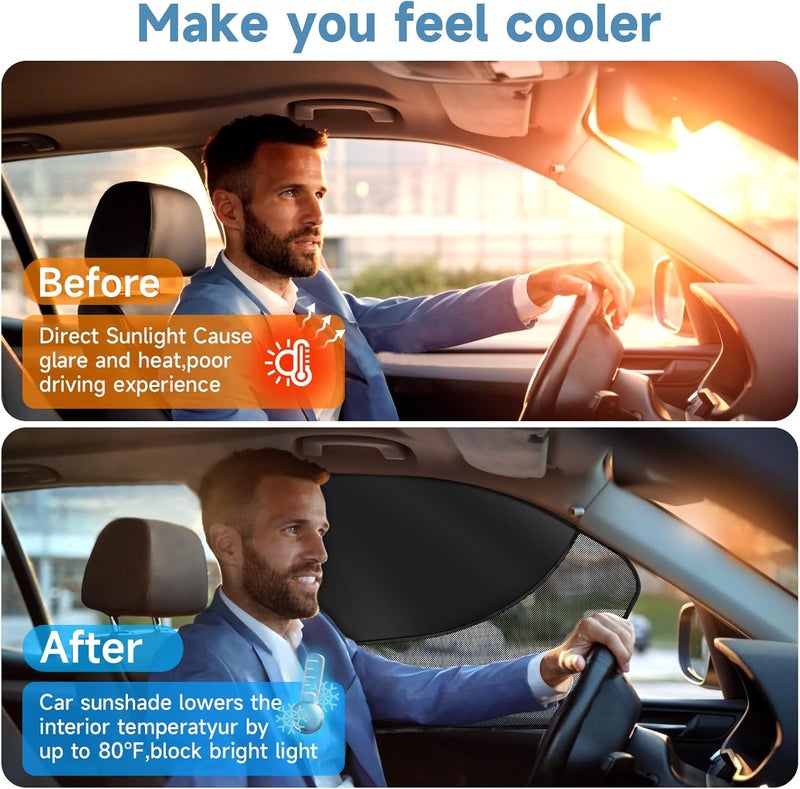 LSTRAGY 2 PCS Car Window Shades, Magnetic Double Layer Car Side Window Sun Shades with Full Shade/Half Shade, Front Window Covers for Driver,Car Accessories - Image 4